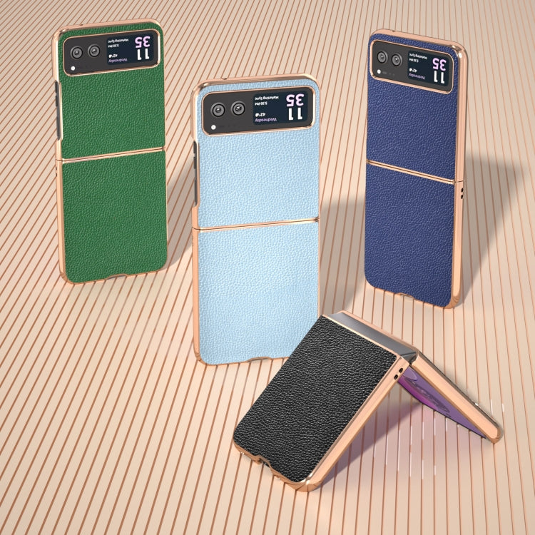 For Motorola Razr 40 Genuine Leather Mino Series Nano Plating Phone Case(Royal Blue) - Motorola Cases by PMC TechLife | Online Shopping South Africa | PMC TechLife | Buy Now Pay Later Mobicred