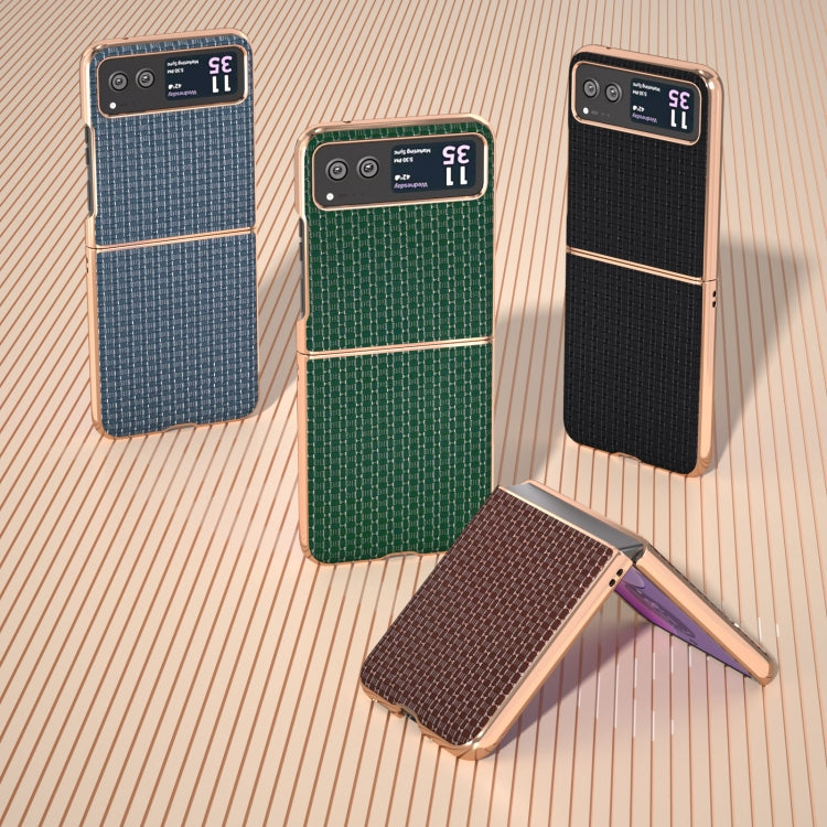 For Motorola Razr 40 Genuine Leather Luxury Series Nano Plating Phone Case(Dark Green) - Motorola Cases by PMC TechLife | Online Shopping South Africa | PMC TechLife | Buy Now Pay Later Mobicred