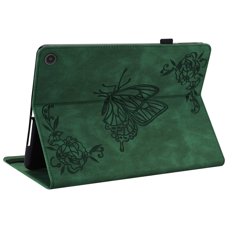 For Amazon Fire Max 11 Butterfly Flower Embossed Leather Tablet Case(Green) - Amazon by PMC TechLife | Online Shopping South Africa | PMC TechLife | Buy Now Pay Later Mobicred