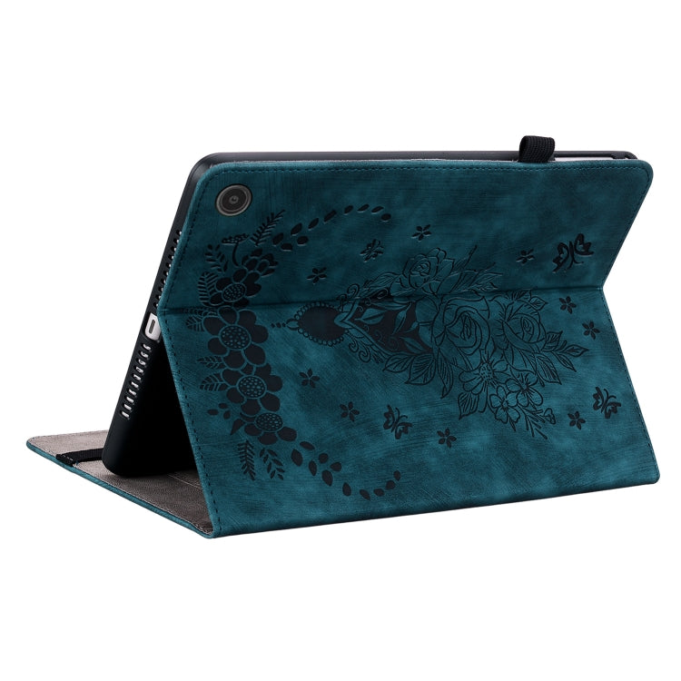 For Amazon Fire Max 11 Butterfly Rose Embossed Leather Tablet Case(Dark Blue) - Amazon by PMC TechLife | Online Shopping South Africa | PMC TechLife | Buy Now Pay Later Mobicred
