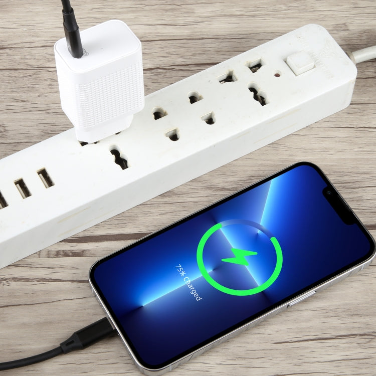 LZ-106PD 25W USB-C / Type-C Ports Plaid Pattern Travel Charger, EU Plug(White) - USB Charger by PMC Jewellery | Online Shopping South Africa | PMC Jewellery | Buy Now Pay Later Mobicred