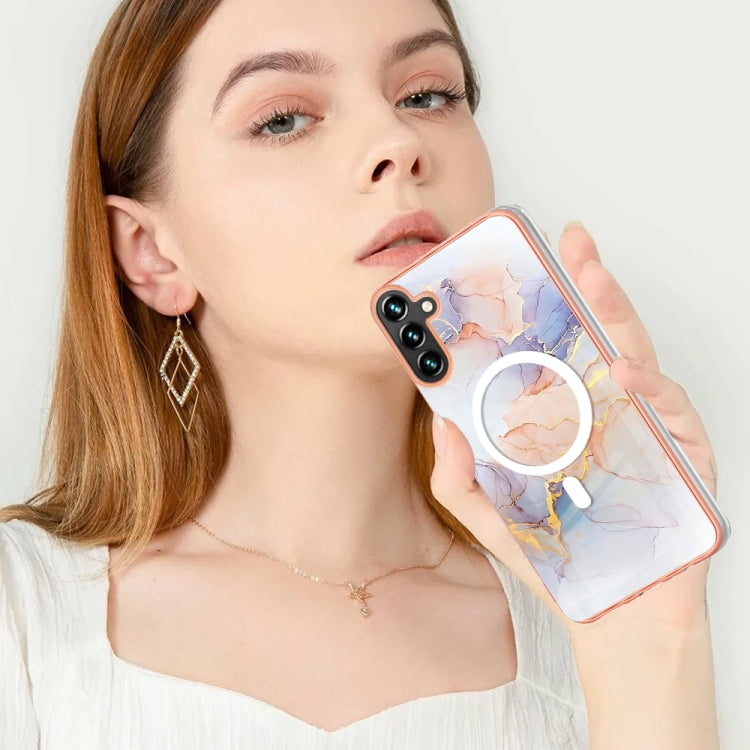 For Samsung Galaxy A34 5G Marble Pattern Dual-side IMD Magsafe TPU Phone Case(White Marble) - Galaxy Phone Cases by PMC TechLife | Online Shopping South Africa | PMC TechLife