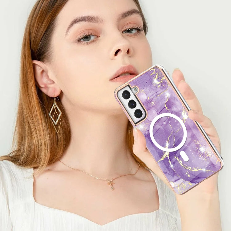 For Samsung Galaxy S21 FE 5G Marble Pattern Dual-side IMD Magsafe TPU Phone Case(Purple 002) - Galaxy Phone Cases by PMC TechLife | Online Shopping South Africa | PMC TechLife