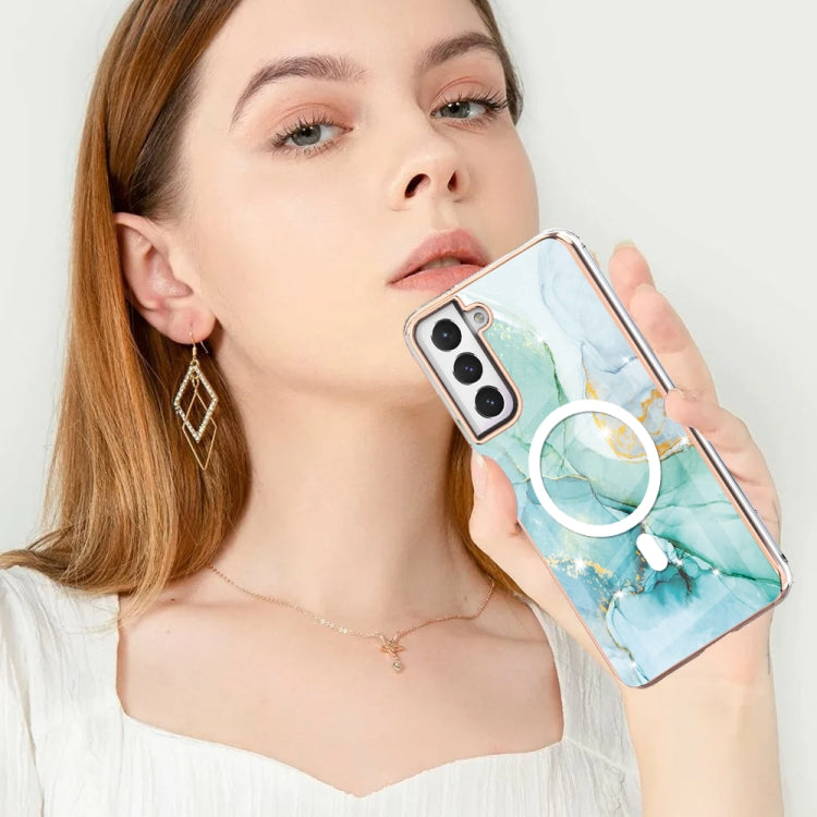 For Samsung Galaxy S21 FE 5G Marble Pattern Dual-side IMD Magsafe TPU Phone Case(Green 003) - Galaxy Phone Cases by PMC TechLife | Online Shopping South Africa | PMC TechLife