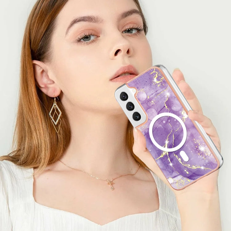 For Samsung Galaxy S22+ 5G Marble Pattern Dual-side IMD Magsafe TPU Phone Case(Purple 002) - Galaxy S22+ 5G Cases by PMC TechLife | Online Shopping South Africa | PMC TechLife | Buy Now Pay Later Mobicred