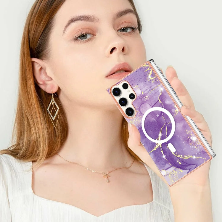 For Samsung Galaxy S23 Ultra 5G Marble Pattern Dual-side IMD Magsafe TPU Phone Case(Purple 002) - Galaxy S23 Ultra 5G Cases by PMC TechLife | Online Shopping South Africa | PMC TechLife