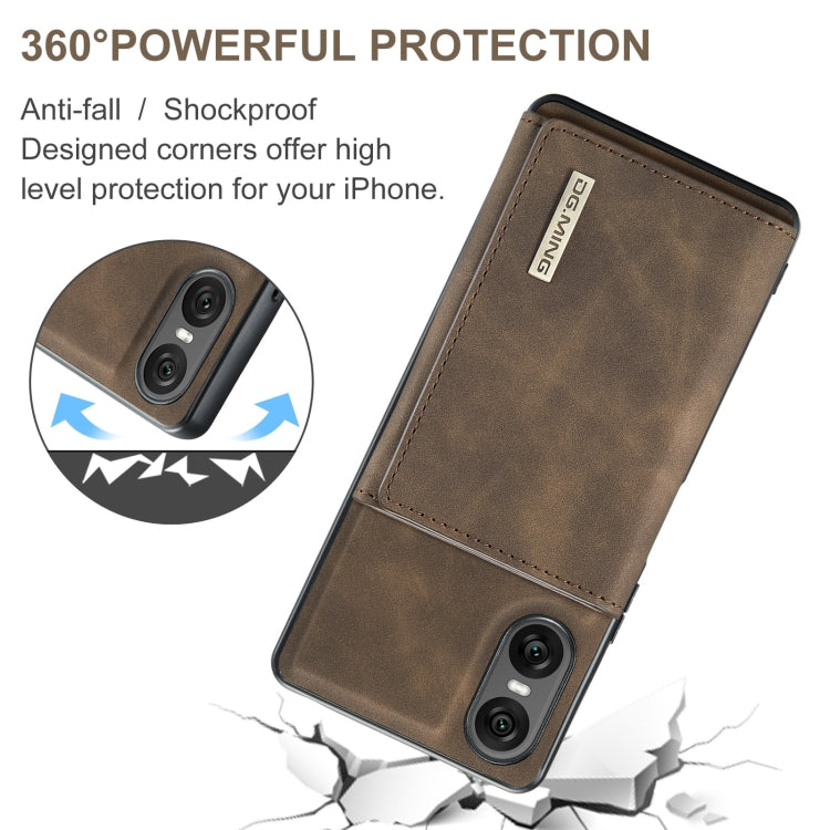 For Sony Xperia 10 VI DG.MING M1 Series 3-Fold Multi Card Wallet + Magnetic Phone Case(Coffee) - Sony Cases by DG.MING | Online Shopping South Africa | PMC TechLife | Buy Now Pay Later Mobicred