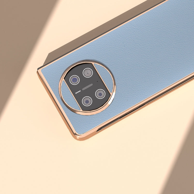 For Huawei Mate X3 Nano Plating Genuine Leather Wave Series Phone Case(Blue) - Huawei Cases by PMC TechLife | Online Shopping South Africa | PMC TechLife | Buy Now Pay Later Mobicred