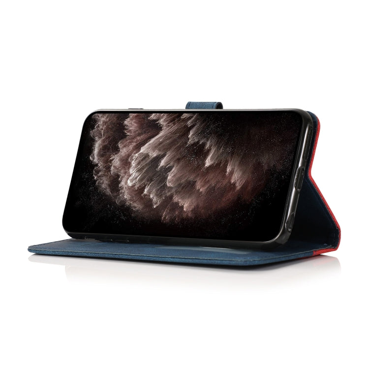 For iPhone 16 Plus Dual-color Stitching Leather Phone Case(Red Blue) - free shipping - PMC TechLife - Order now!