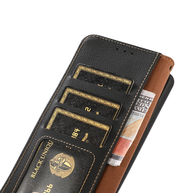 For Motorola Moto G54 5G KHAZNEH Custer Genuine Leather RFID Phone Case(Black) - Motorola Cases by PMC TechLife | Online Shopping South Africa | PMC TechLife | Buy Now Pay Later Mobicred