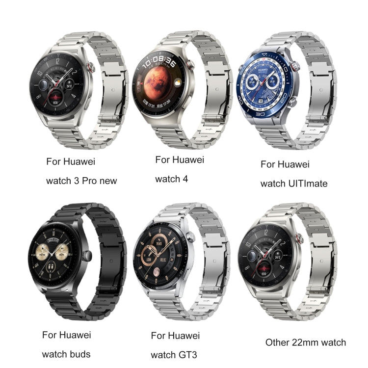 22mm Three Strains Vertical Riser Turtle Buckle Titanium Metal Watch Band(Titanium Gray) - Watch Bands by PMC TechLife | Online Shopping South Africa | PMC TechLife