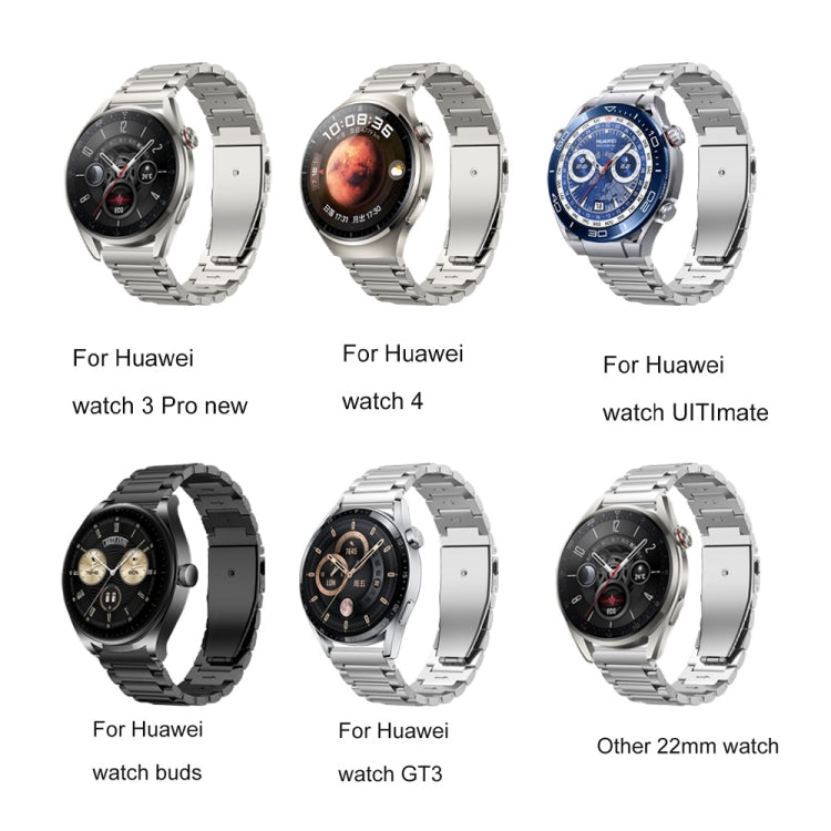 22mm Three Strains Jump Buckle Titanium Metal Watch Band(Titanium Gray) - Watch Bands by PMC TechLife | Online Shopping South Africa | PMC TechLife