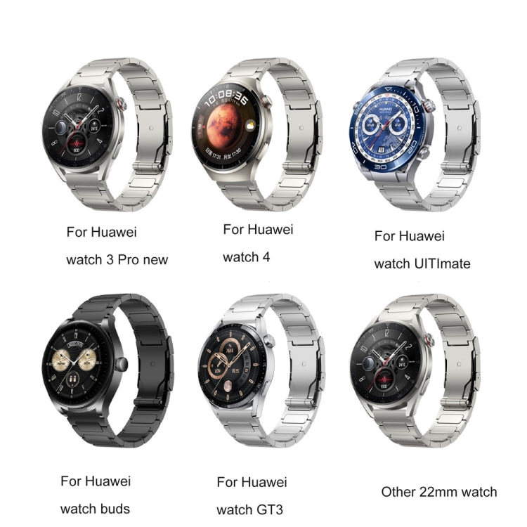 22mm Three Strains Uplift Turtle Buckle Titanium Metal Watch Band(Silver) - Watch Bands by PMC TechLife | Online Shopping South Africa | PMC TechLife