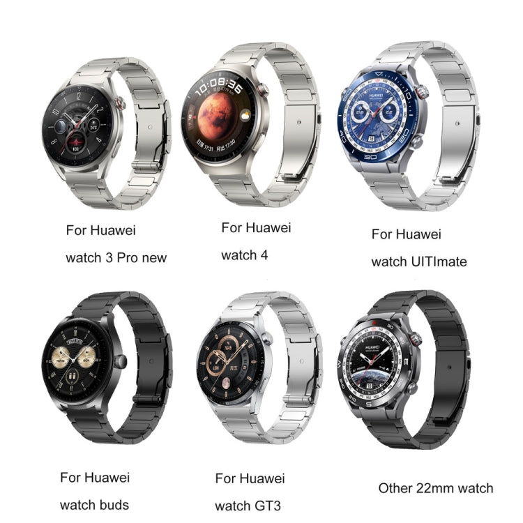 22mm Three Strains Uplift Jump Buckle Titanium Metal Watch Band(Silver) - Watch Bands by PMC TechLife | Online Shopping South Africa | PMC TechLife