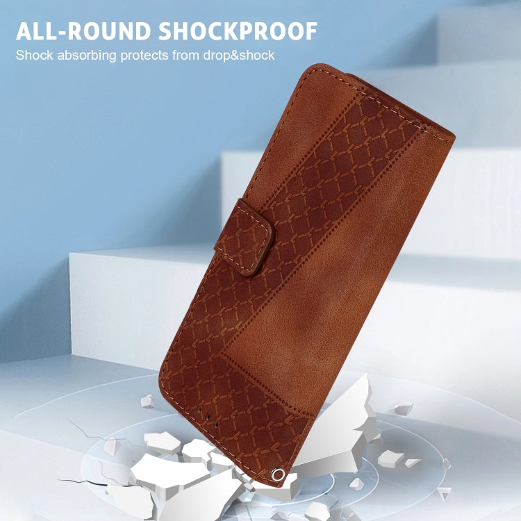 For Google Pixel 9 7-shaped Embossed Leather Phone Case(Brown) - Google Cases by PMC TechLife | Online Shopping South Africa | PMC TechLife | Buy Now Pay Later Mobicred