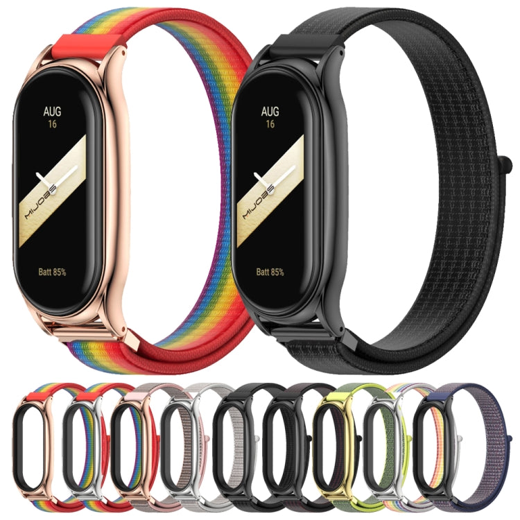 For Xiaomi Mi Band 8 Mijobs Plus Case Breathable Nylon Loop Watch Band(Rainbow Rose Gold) - free shipping - PMc TechLife - Order now!