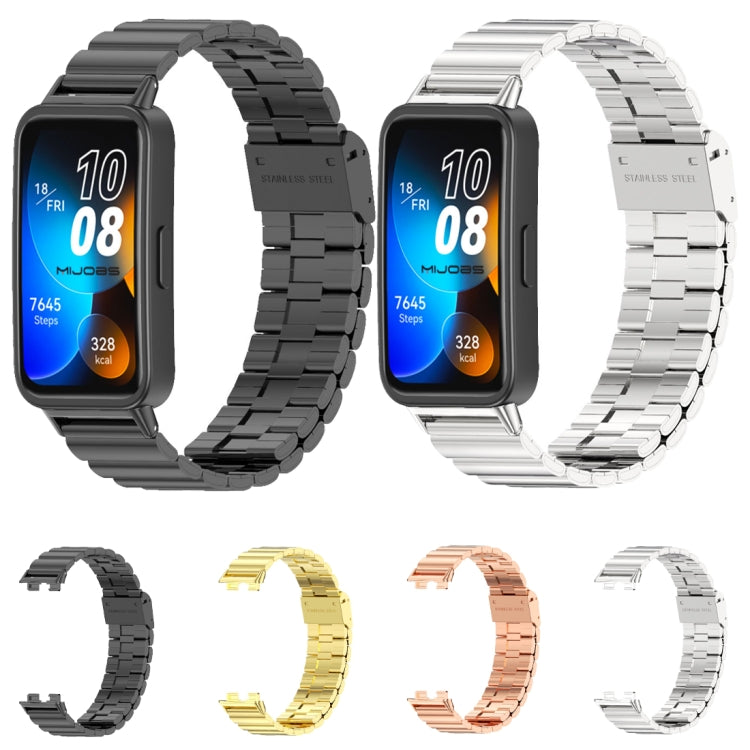 For Huawei Band 8 Mijobs Bamboo Buckle Stainless Steel Watch Band(Black) - Watch Bands by MIJOBS | Online Shopping South Africa | PMC TechLife