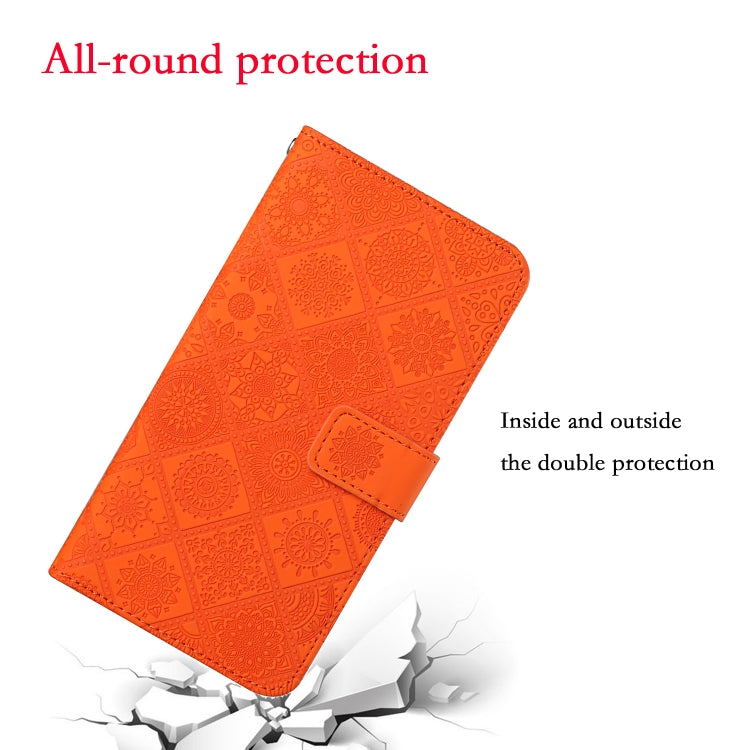 For iPhone 16 Ethnic Style Embossed Pattern Leather Phone Case(Orange) - iPhone 16 Cases by PMC TechLife | Online Shopping South Africa | PMC TechLife | Buy Now Pay Later Mobicred