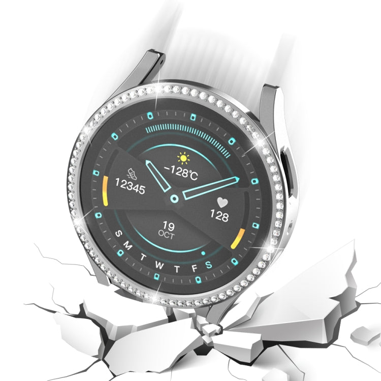 For Samsung Galaxy Watch 6 44mm Diamond Hollow PC Watch Protective Case(Silver) - Watch Cases by PMC TechLife | Online Shopping South Africa | PMC TechLife