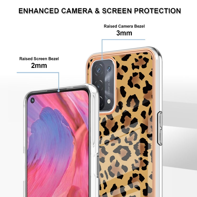 For OPPO A74 / A93 5G / A54 5G / A93s 5G Electroplating Marble Dual-side IMD Phone Case(Leopard Print) - OPPO Cases by PMC TechLife | Online Shopping South Africa | PMC TechLife | Buy Now Pay Later Mobicred