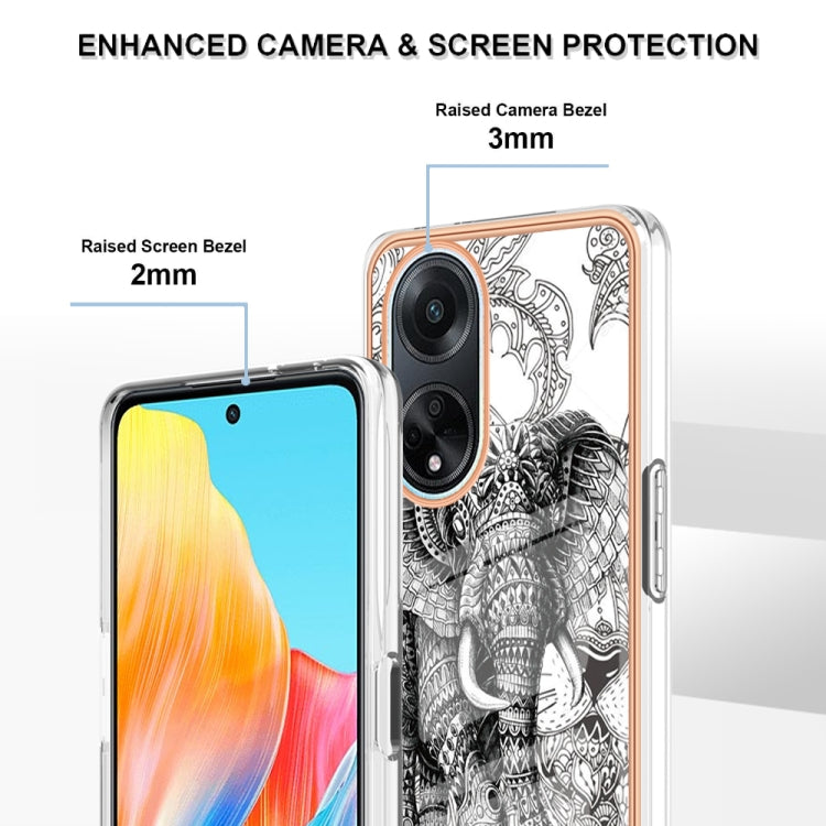 For OPPO A98 Electroplating Marble Dual-side IMD Phone Case(Totem Elephant) - OPPO Cases by PMC TechLife | Online Shopping South Africa | PMC TechLife | Buy Now Pay Later Mobicred