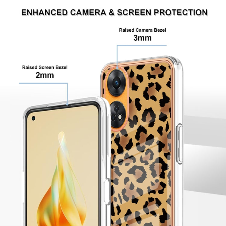 For OPPO Reno8 T 4G Electroplating Marble Dual-side IMD Phone Case(Leopard Print) - OPPO Cases by PMC TechLife | Online Shopping South Africa | PMC TechLife | Buy Now Pay Later Mobicred