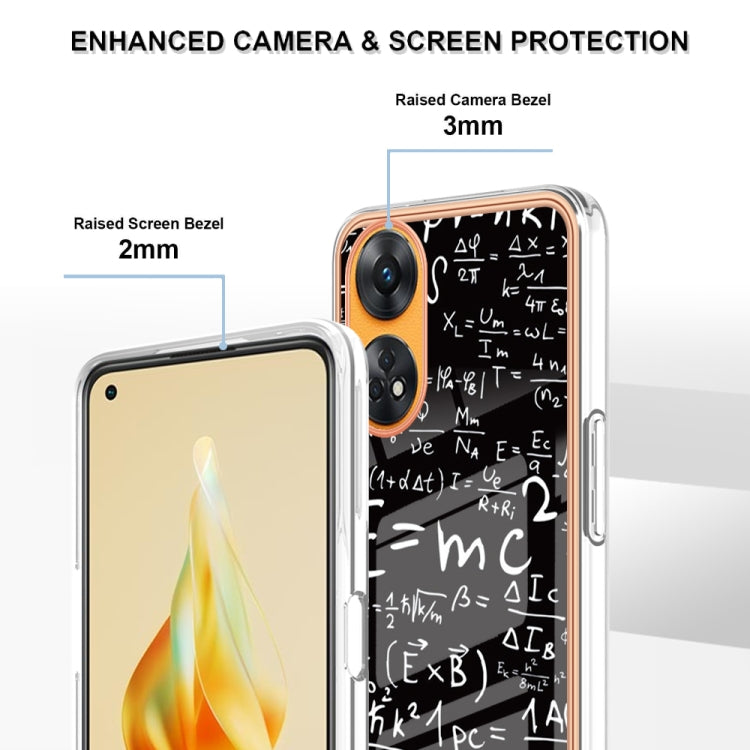 For OPPO Reno8 T 4G Electroplating Marble Dual-side IMD Phone Case(Equation) - OPPO Cases by PMC TechLife | Online Shopping South Africa | PMC TechLife | Buy Now Pay Later Mobicred