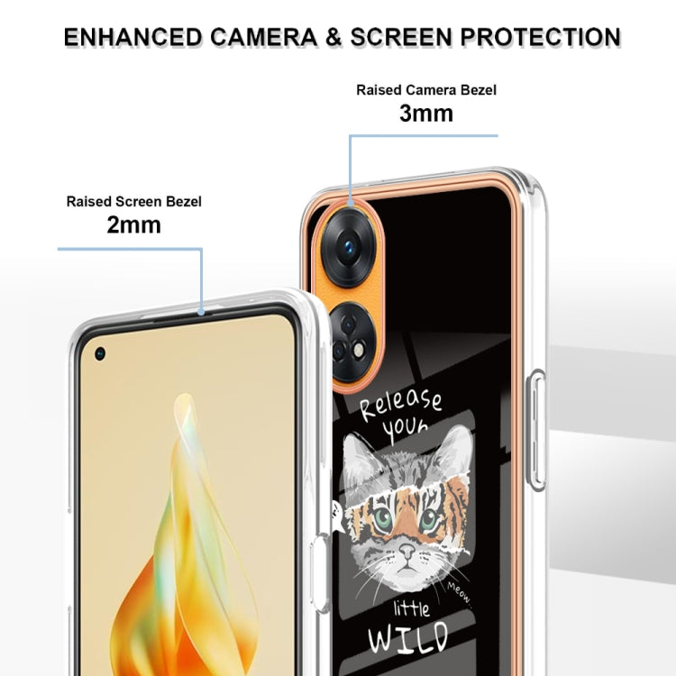 For OPPO Reno8 T 4G Electroplating Marble Dual-side IMD Phone Case(Natural Growth) - OPPO Cases by PMC TechLife | Online Shopping South Africa | PMC TechLife | Buy Now Pay Later Mobicred