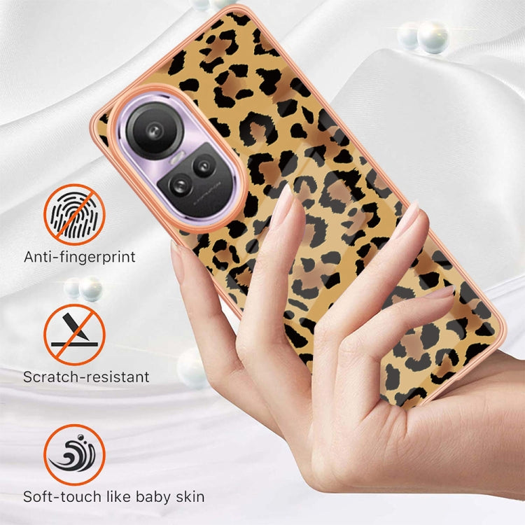 For OPPO Reno10 Pro 5G Global Electroplating Marble Dual-side IMD Phone Case(Leopard Print) - OPPO Cases by PMC TechLife | Online Shopping South Africa | PMC TechLife | Buy Now Pay Later Mobicred