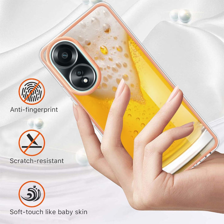 For OPPO A58 4G Electroplating Marble Dual-side IMD Phone Case(Draft Beer) - OPPO Cases by PMC TechLife | Online Shopping South Africa | PMC TechLife | Buy Now Pay Later Mobicred