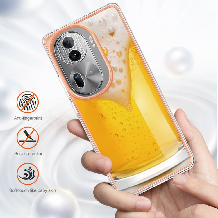 For OPPO Reno11 Pro 5G Global Electroplating Marble Dual-side IMD Phone Case(Draft Beer) - Reno11 Pro Cases by PMC TechLife | Online Shopping South Africa | PMC TechLife | Buy Now Pay Later Mobicred