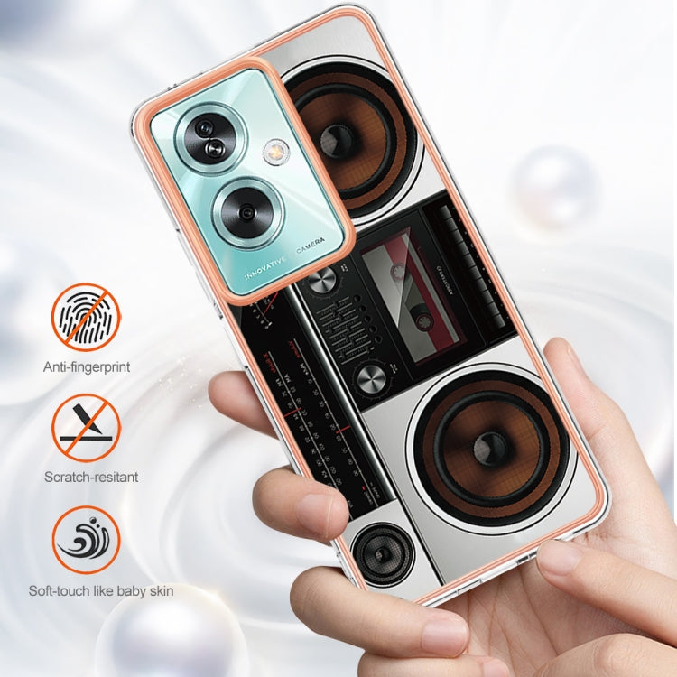 For OPPO A79 5G Global Electroplating Marble Dual-side IMD Phone Case(Retro Radio) - OPPO Cases by PMC TechLife | Online Shopping South Africa | PMC TechLife | Buy Now Pay Later Mobicred