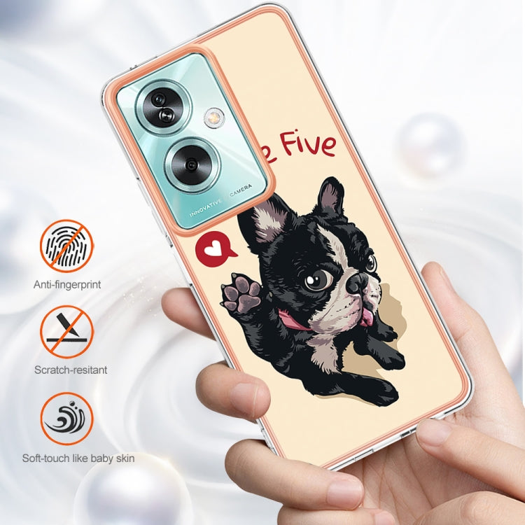 For OPPO A79 5G Global Electroplating Marble Dual-side IMD Phone Case(Lucky Dog) - OPPO Cases by PMC TechLife | Online Shopping South Africa | PMC TechLife | Buy Now Pay Later Mobicred