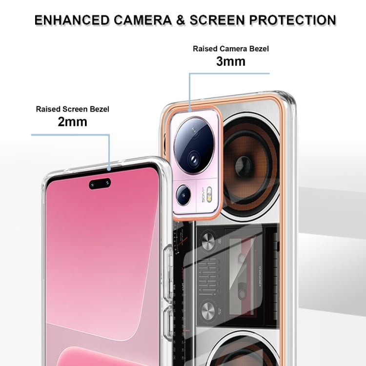 For Xiaomi 13 Lite 5G Electroplating Marble Dual-side IMD Phone Case(Retro Radio) - 13 Lite Cases by PMC TechLife | Online Shopping South Africa | PMC TechLife | Buy Now Pay Later Mobicred