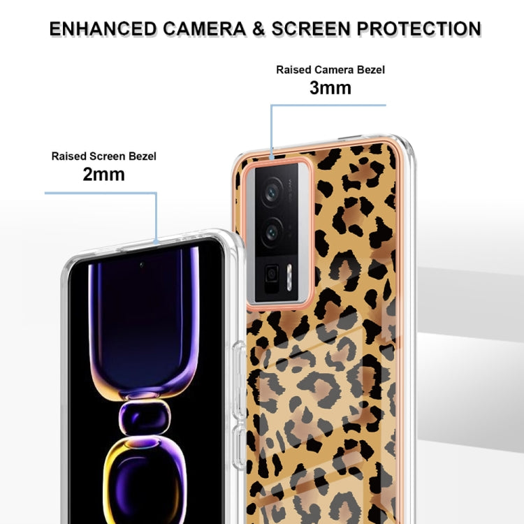 For Xiaomi Poco F5 Pro 5G / Redmi K60 Electroplating Marble Dual-side IMD Phone Case(Leopard Print) - Xiaomi Cases by PMC TechLife | Online Shopping South Africa | PMC TechLife | Buy Now Pay Later Mobicred