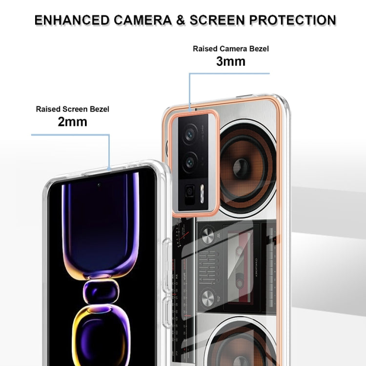 For Xiaomi Poco F5 Pro 5G / Redmi K60 Electroplating Marble Dual-side IMD Phone Case(Retro Radio) - Xiaomi Cases by PMC TechLife | Online Shopping South Africa | PMC TechLife | Buy Now Pay Later Mobicred