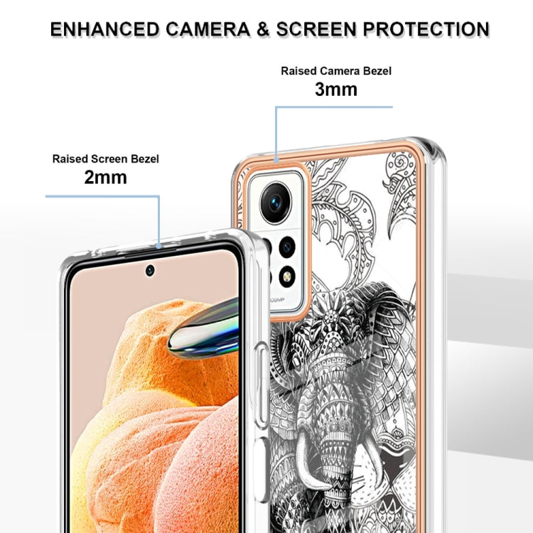 For Xiaomi Redmi Note 12 Pro 4G Global Electroplating Marble Dual-side IMD Phone Case(Totem Elephant) - Xiaomi Cases by PMC TechLife | Online Shopping South Africa | PMC TechLife | Buy Now Pay Later Mobicred