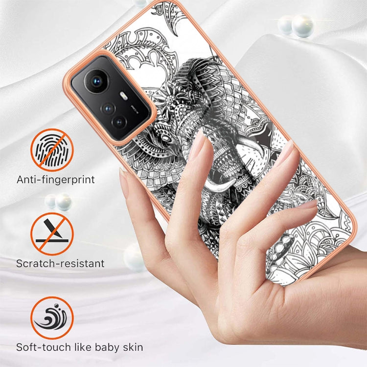 Xiaomi Redmi Note 12S 4G Electroplating Marble Dual-side IMD Phone Case(Totem Elephant) - Xiaomi Cases by PMC TechLife | Online Shopping South Africa | PMC TechLife | Buy Now Pay Later Mobicred