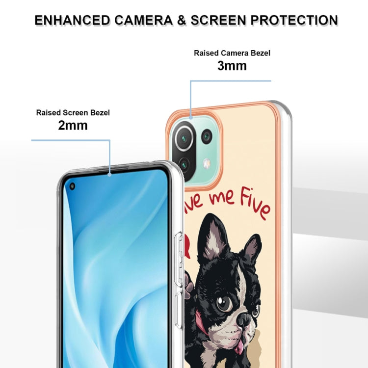For Xiaomi 11 Lite Electroplating Marble Dual-side IMD Phone Case(Lucky Dog) - Xiaomi Cases by PMC TechLife | Online Shopping South Africa | PMC TechLife | Buy Now Pay Later Mobicred
