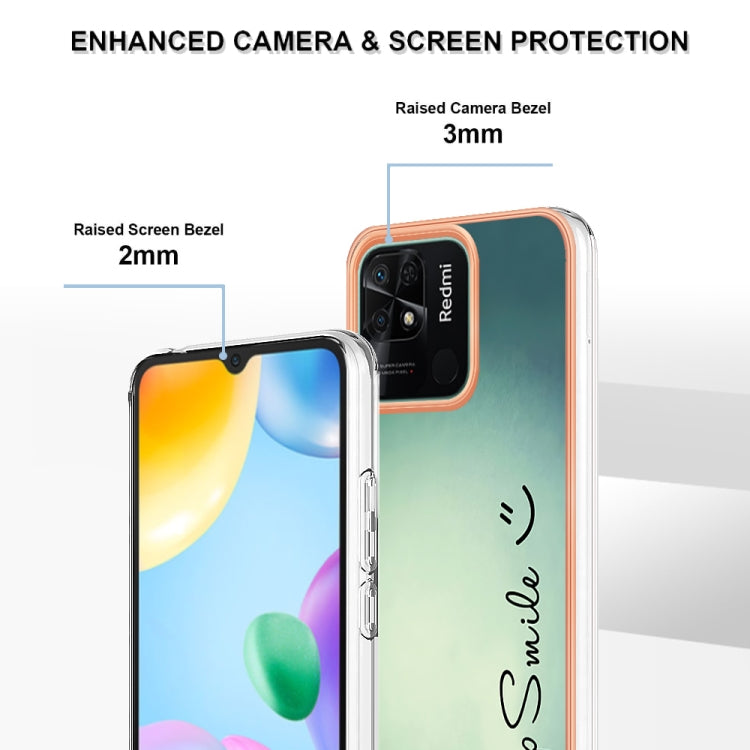 For Xiaomi Redmi 10C Electroplating Marble Dual-side IMD Phone Case(Smile) - Xiaomi Cases by PMC TechLife | Online Shopping South Africa | PMC TechLife | Buy Now Pay Later Mobicred