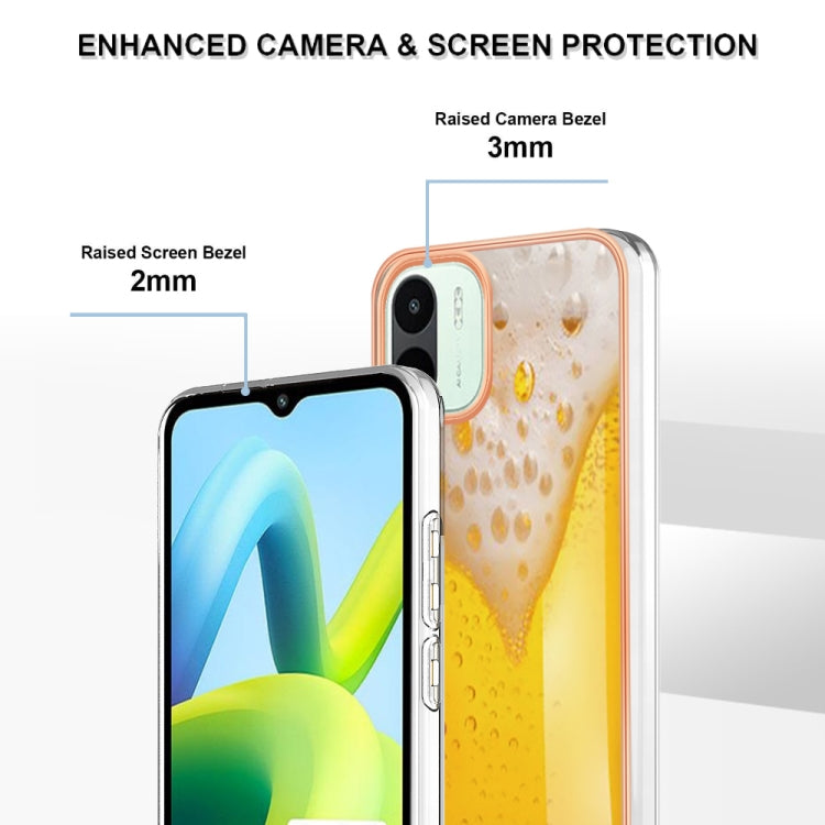 For Xiaomi Redmi A1 Electroplating Marble Dual-side IMD Phone Case(Draft Beer) - Xiaomi Cases by PMC TechLife | Online Shopping South Africa | PMC TechLife | Buy Now Pay Later Mobicred