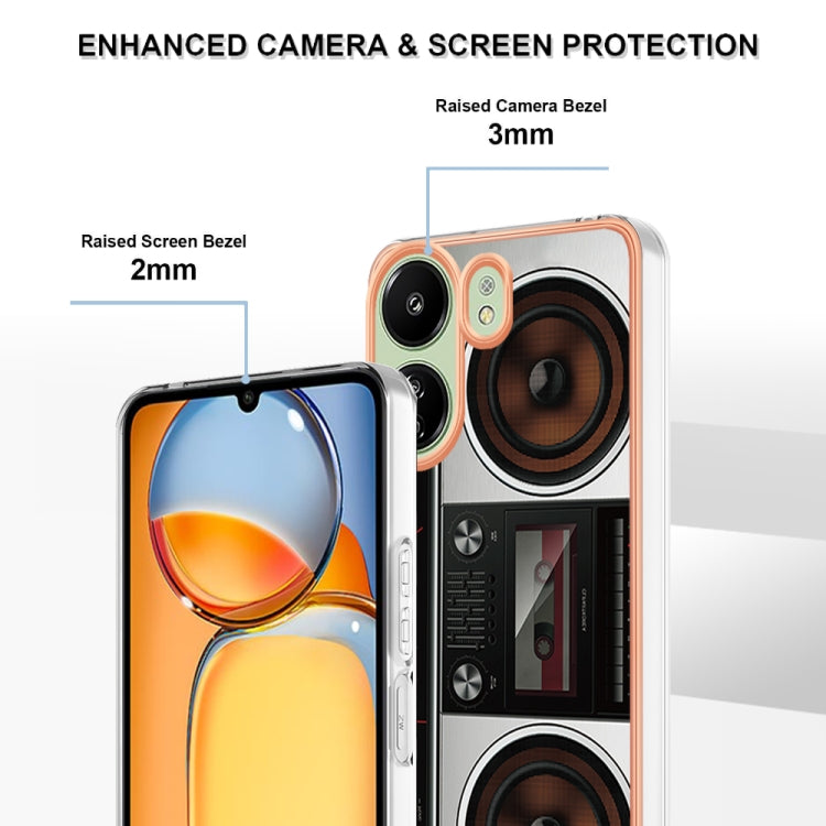 For Xiaomi Redmi 13C 4G Electroplating Marble Dual-side IMD Phone Case(Retro Radio) - free shipping - PMC TechLife - Order now!