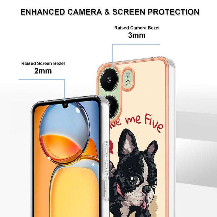 For Xiaomi Redmi 13C 4G Electroplating Marble Dual-side IMD Phone Case(Lucky Dog) - 13C Cases by PMC TechLife | Online Shopping South Africa | PMC TechLife | Buy Now Pay Later Mobicred