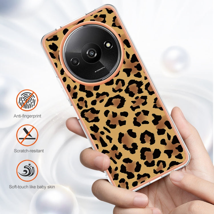 For Xiaomi Redmi A3 Electroplating Marble Dual-side IMD Phone Case(Leopard Print) - Xiaomi Cases by PMC TechLife | Online Shopping South Africa | PMC TechLife | Buy Now Pay Later Mobicred