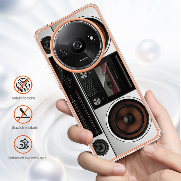 For Xiaomi Redmi A3 Electroplating Marble Dual-side IMD Phone Case(Retro Radio) - Xiaomi Cases by PMC TechLife | Online Shopping South Africa | PMC TechLife | Buy Now Pay Later Mobicred