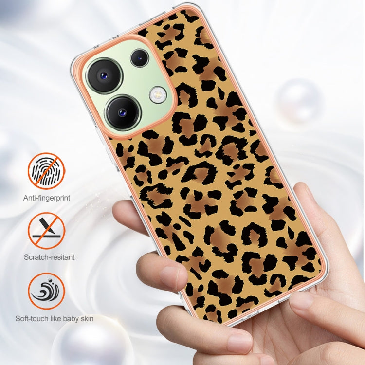 For Xiaomi Redmi Note 13 4G Global Electroplating Marble Dual-side IMD Phone Case(Leopard Print) - Note 13 Cases by PMC TechLife | Online Shopping South Africa | PMC TechLife | Buy Now Pay Later Mobicred