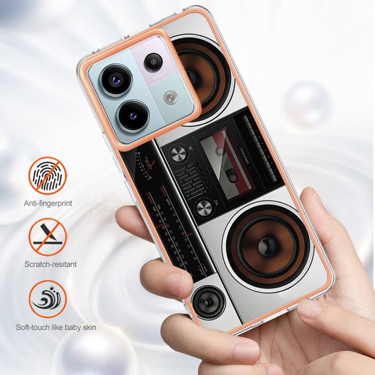 For Xiaomi Redmi Note 13 Pro 5G Global Electroplating Marble Dual-side IMD Phone Case(Retro Radio) - Note 13 Pro Cases by PMC TechLife | Online Shopping South Africa | PMC TechLife | Buy Now Pay Later Mobicred