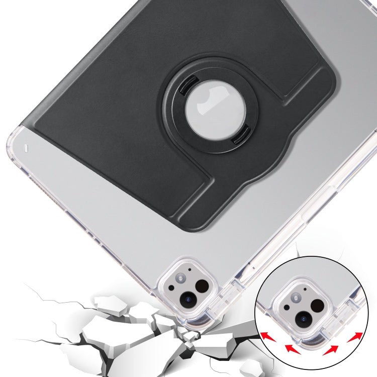 For iPad Pro 11 2024 Clear Acrylic 360 Rotation Detachable Leather Tablet Case(Black) - iPad Pro 11 2024 Cases by PMC TechLife | Online Shopping South Africa | PMC TechLife | Buy Now Pay Later Mobicred