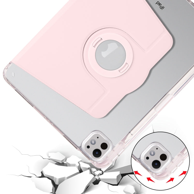 For iPad Pro 11 2024 Clear Acrylic 360 Rotation Detachable Leather Tablet Case(Pink) - free shipping - PMC TechLife - Order now!