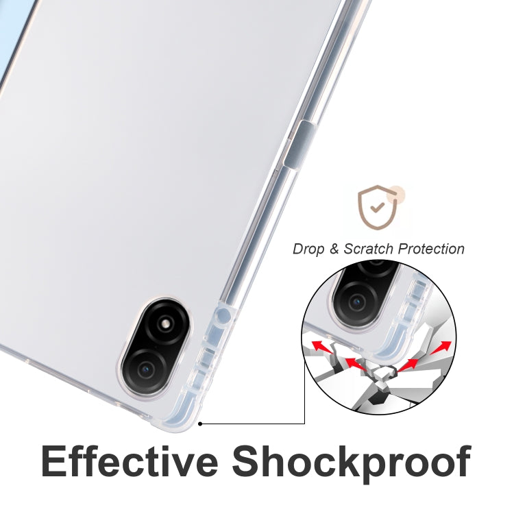 For Honor Pad V8 Pro 3-folding Transparent TPU Smart Leather Tablet Case(Ice Blue) - Honor by PMC TechLife | Online Shopping South Africa | PMC TechLife | Buy Now Pay Later Mobicred